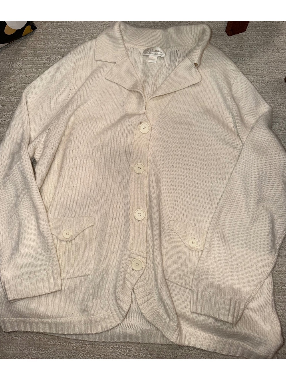 CJ Banks cream button front cardigan sweater